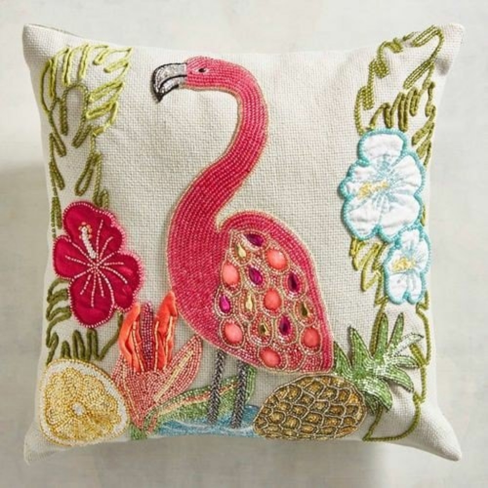 Hand Maded Cushion with beaded work on pure cotton